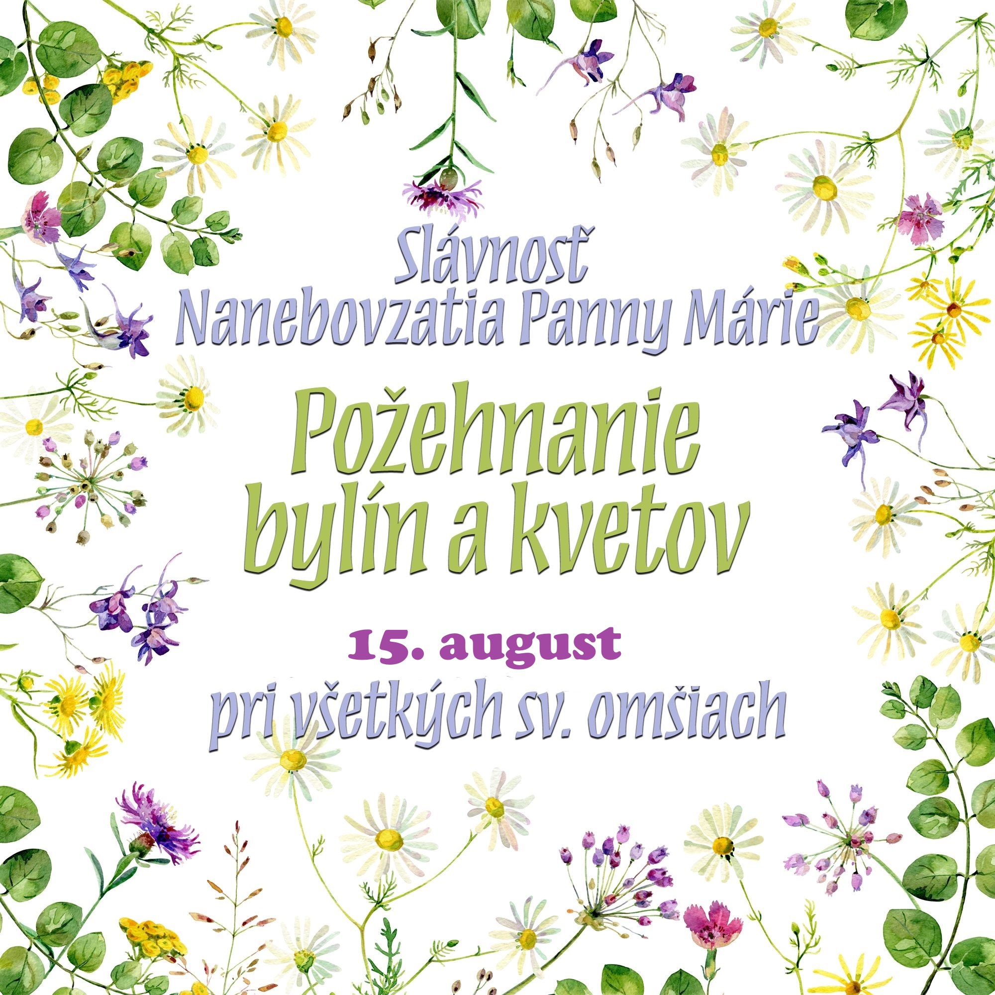 Požehnanie kvetov a bylín - 15. august