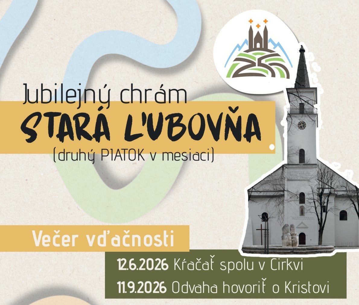 Večer vďačnosti - 12.06.2026 - Jubilejný chrám Stará Ľubovňa