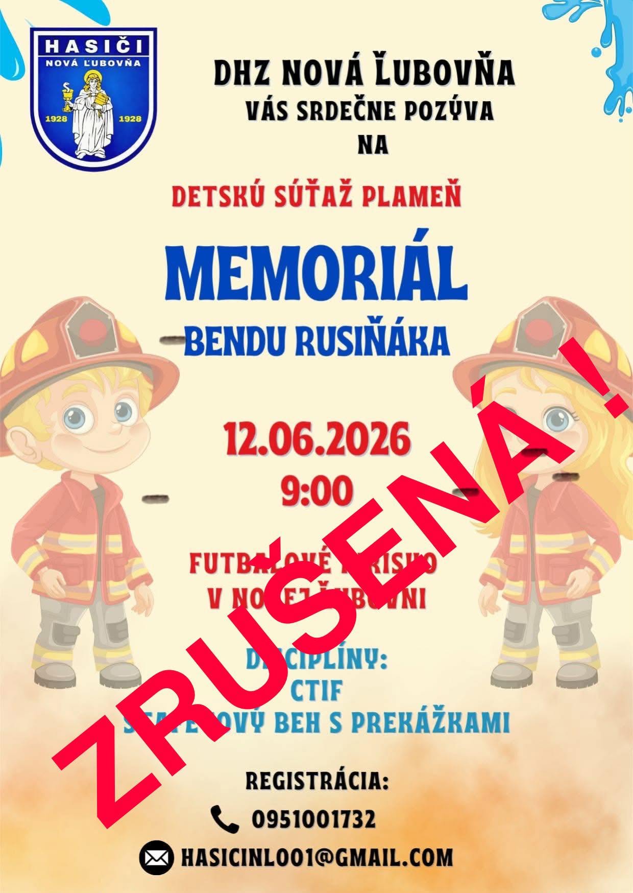 ZRUŠENÉ -Memoriál Bendu Rusiňáka - 12.06.2026, Nová Ľubovňa