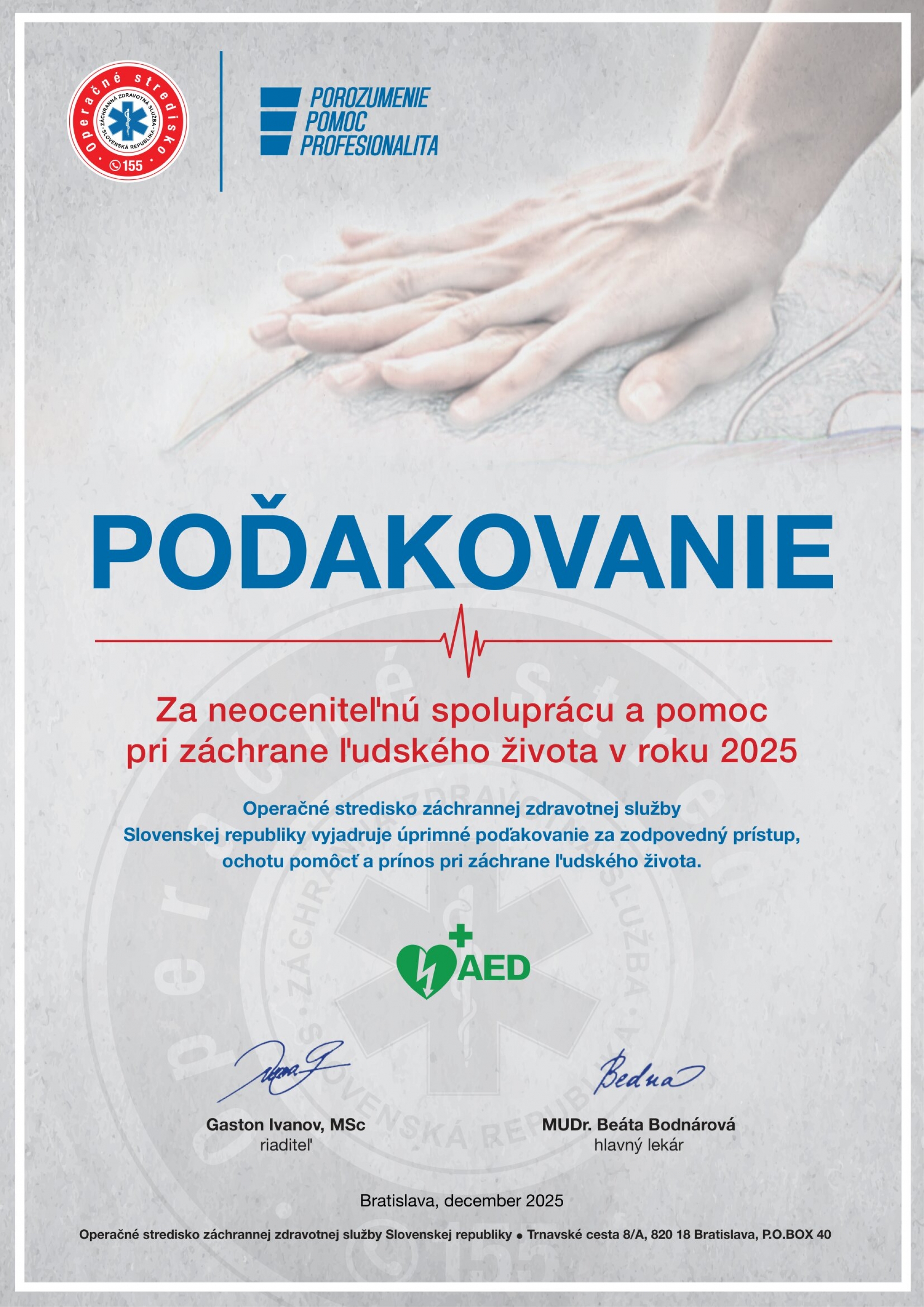 POĎAKOVANIE obci a DHZ Nová Ľubovňa