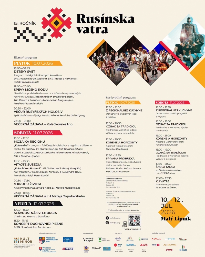 Rusínska vatra 10. - 12.07.2026 Malý Lipník