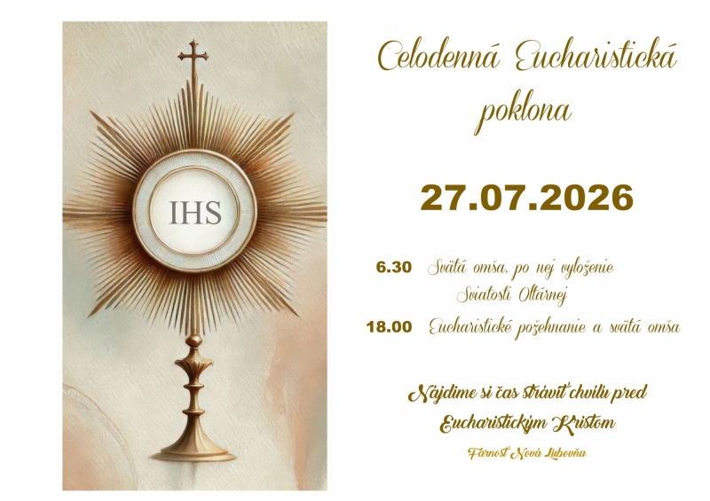 Celodenná Eucharistická poklona 27.07.2026
