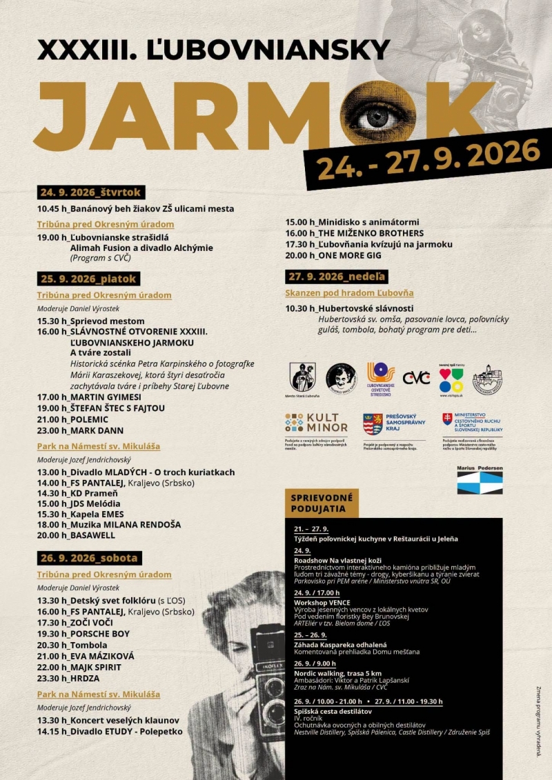 XXXIII. Ľubovniansky jarmok   24. - 27.09.2026