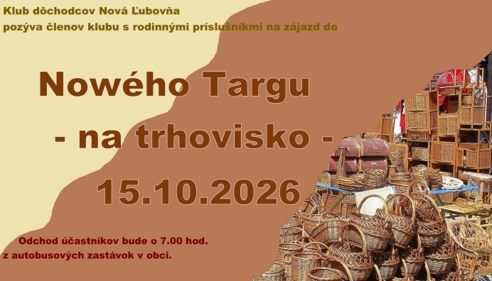 PRIPOMIENKA PRIHLÁSENÝM - Zájazd do Nowého Targu - 15.10.2026