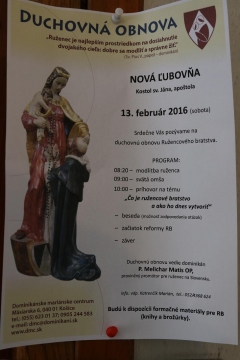 Fotografia: Duchovná obnova a reforma Ružencového bratstva v Novej Ľubovni 13.2.2016