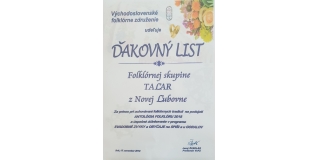 Ďakovný list FSk Taľar – fotografia 1
