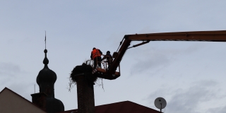 Fotografia: Rekonštrukcia bocianieho hniezda 8.3.2019