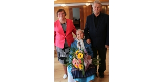 Fotografia: Prijatie 100. ročnej jubilantky - Márie Kmečovej, rod. Jančiovej (foto Patrícia Žembová)