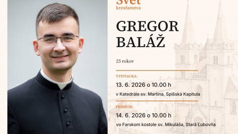 V nedeľu, 14.06.2026, budú u nás časy sv. omší posunuté z dôvodu primičnej svätej omše dp. Gregora Baláža v Starej Ľubovni