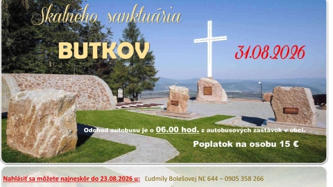 KD v Novej Ľubovni pozýva členov klubu s rodinnými príslušníkmi na putovanie do Skalného sanktuária BUTKOV 31.08.2026
