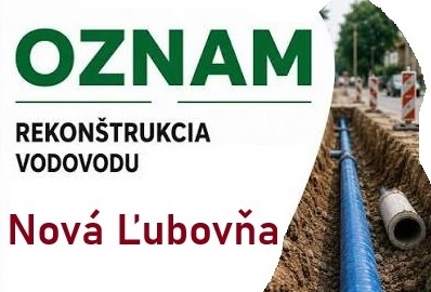 Obnova a rekonštrukcia verejného vodovodu na uliciach podľa priloženej situácie - oznam PVS  a.s.  Poprad