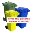 Vývoz TKO  prebehne v utorok, 11.04.2023